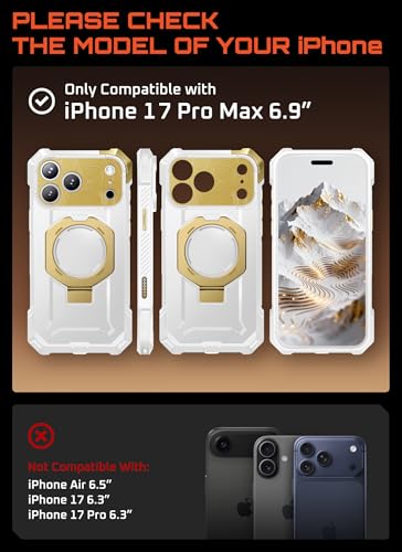 SUPCASE for iPhone 17 Pro Max Case with Built-in Kickstand, K2Snow | Camera Control Cover, Compatible with MagSafe, Anti-Slip Grip, Military-Grade Protection, Rugged Magnetic Phone Case, UB Grip - color: K2Snow, size: iPhone 17 Pro Max
