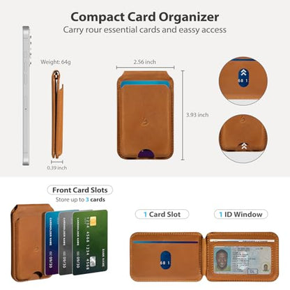 Belemay Crazy Horse Leather Magnetic Wallet for MagSafe Adjustable Stand - color: Sunset Tan