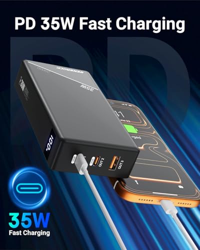GENSROCK Portable Charger Power Bank 20000mAh,Travel Power Bank - color: Gray