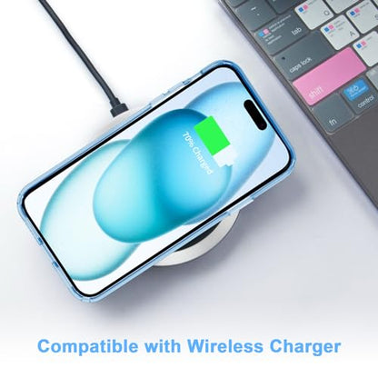 JJGoo Compatible with iPhone 15 Plus Case Clear, Soft Clear TPU Phone Cases, Shockproof Transparent Bumper Cover Slim Thin Phone Case, Translucent Blue - color: Blue