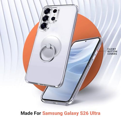 Silverback for Samsung Galaxy S26 Ultra Case Clear with Ring Kickstand, Protective Soft TPU Shock -Absorbing Bumper Shockproof Phone Case for Galaxy S26 Ultra -Clear - size: Galaxy S26 Ultra