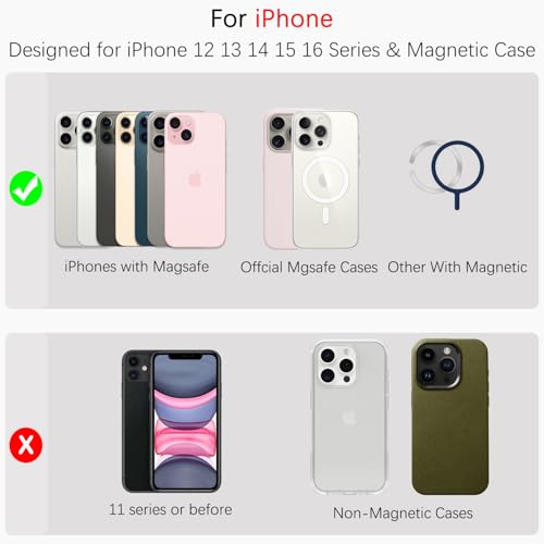 for Magsafe Wallet, Magnetic Wallet Card Holder for iPhone 17/16/16e/15/14/13/12 Pro/Max/Plus Case, Leather Strong Magnet Phone Pocket Cute Design Credit Card Fit 3 Cards (Pink Bow Tie) - color: Pink Bow Tie