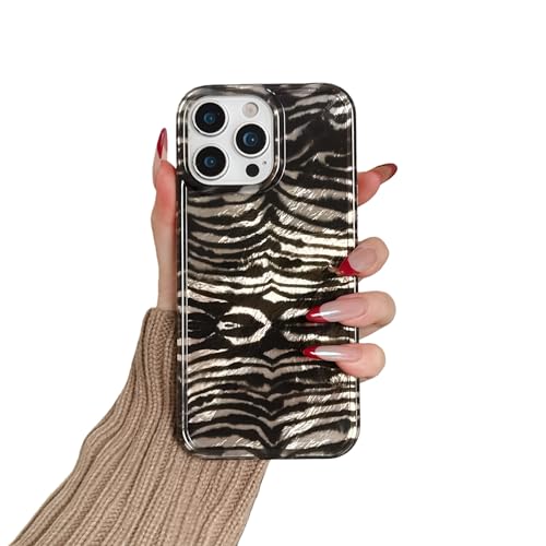 for iPhone 15 Pro Glitter Leopard Print Phone Case, Sparkly Cheetah Animal Pattern Clear Soft TPU Shockproof Protective Cover for Women Girls (Zebra Stripe, for iPhone 15 Pro) - color: zebra stripe, size: For iPhone 15 Pro