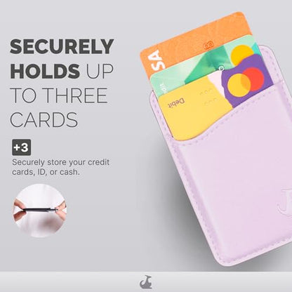 Wallaroo Premium Leather Cell Phone Wallet Stick On - Android and iPhone Wallet and Card Holder for Women and Men - Durable with Non-Slip Lining Secures Up to 3 Cards - color: Lavender Pink