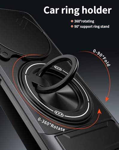 Compatible with Huawei Nova 12i Case Cover,Compatible with Huawei Nova 13i 4G CTR-L91 with Slide Camera Cover Phone Stand Protective Case Black - color: Black, size: Compatible with Huawei Nova 12i