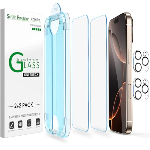 amFilm OneTouch for iPhone 16 Pro Max Screen Protector 6.9'' Tempered Glass - size: 16P-6.9”