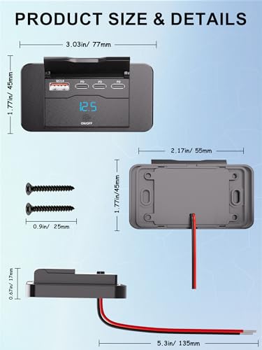 12V RV USB Outlet Wall Mount Panel: 40W 4 Ports USB Socket Car Charger
