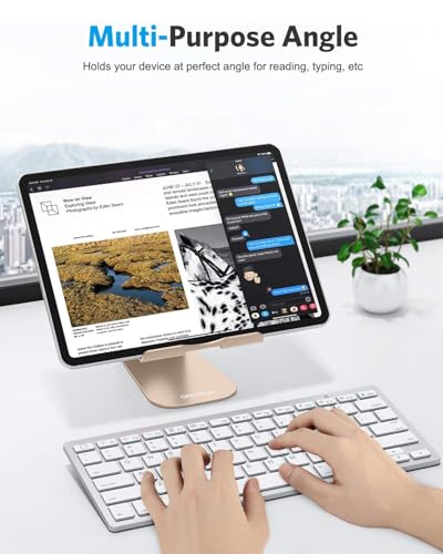 OMOTON T1 Adjustable Tablet Stand for Desk, Aluminum Holder for iPad Gold - color: Gold