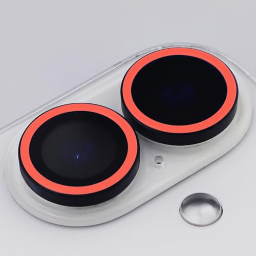 Luminous Camera Lens Protector for iPhone 17 Metal Ring Tempered Glass Glow in The Dark Lens Cover (2PCS) (Red, for iPhone 17) - color: Red