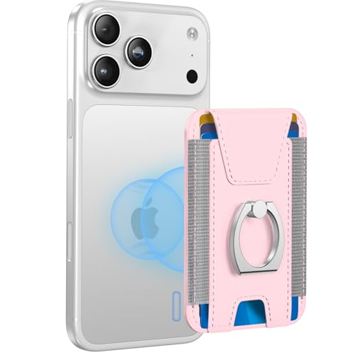 for Magsafe Wallet with Grip; 6-Card Holder; Stronger Magnetic Phone Wallet - color: Soft Blush Pink