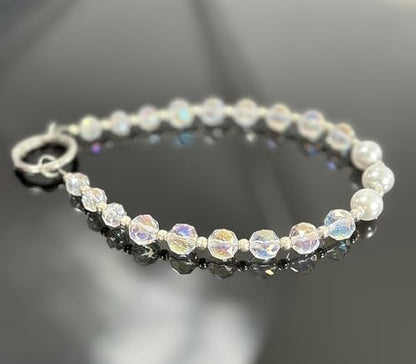 Sparkle Crystal Pearl Phone Wrist Strap for Women, Sparkling Beaded Cellphone Lanyard Chain - color: White