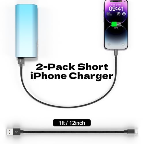2 Pack Short iPhone Charger 1ft, USB Lightning Cable 1 Foot for iPhone 14-5 - size: 1 FT