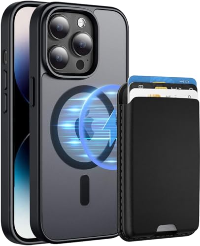 Magnetic for iPhone 13 Pro Wallet Case with Card Holder﻿ Black | Compatible with MagSafe, Shockproof Phone Cover with Detachable RFID Blocking Card Slot, Black - color: Black, size: iPhone 13 Pro