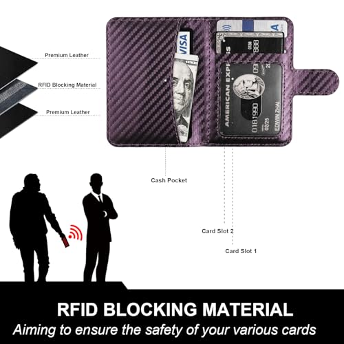 Bocasal for MagSafe Card Wallet for iPhone, Carbon Fiber Purple - color: Carbon Fiber Purple