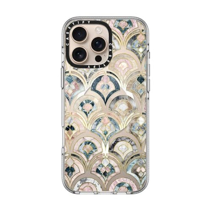 CASETiFY for iPhone 16 Pro Max Case - Impact Clear Compatible with MagSafe | Not Yellowing | 6.6 ft. 3x Military Grade Drop Protection | Art Deco Marble Tiles in Soft Pastel on transparent 2 | Clear - color: Art Deco Marble Tiles in Soft Pastel, size: Iph