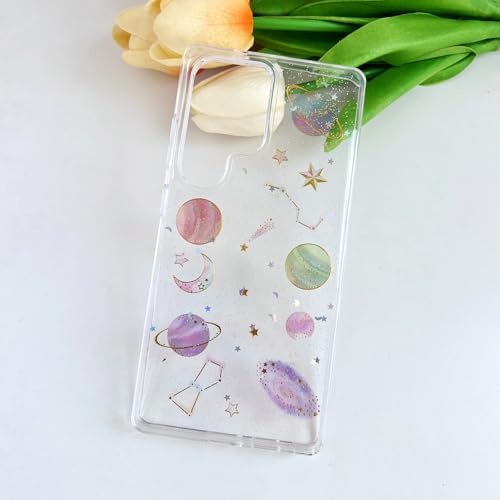 LSEEKA for Samsung Galaxy S25 Ultra Clear Case with Glitter Stars Planet Universe Design,Sparkle Bling Cute Slim Soft TPU Protective Women Girl's Phone Cover for Samsung Galaxy S25 Ultra - size: for Samsung S25 Ultra