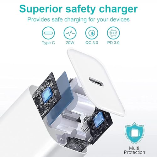 iPad Fast Charger, 20W iPad Pro Charger with 10FT iPhone 17 16 Charging Cable for iPhone 17/17 Pro/17 Air/16,iPad A16/10th, iPad Air 13/11 inch M4/M3/M2/5th, iPad mini 7/6th, iPad Pro 13/12.9/11 inch - size: 1Pack