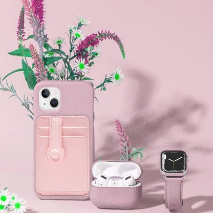 M-Plateau Phone Wallet Stick On, Sticky Credit Card Holder for Cell Phone with Elastic Magnetic Closure, Slim Phone Card Holder with Sticker for Most Smart Phone (Pink) - color: Pink