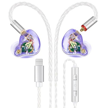 Audiovance Vibes 202ML HiFi Wired Earbuds for iPhone 14/13/12/11/X, Pro Max - color: A-Light Purple