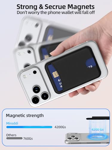 Miroddi for MagSafe Wallet, 4 Cards Holder, Stronger Magnetic Phone Wallet - color: Black