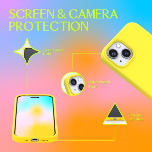 FELONY CASE - iPhone 13 / iPhone 14 Case - Neon Yellow Silicone Phone Cover | Liquid Silicone with Anti-Scratch Microfiber Lining, 360° Shockproof Protective Case for Apple iPhone 13 / iPhone14 - color: Neon Yellow, size: iPhone 13/14 without MagSafe