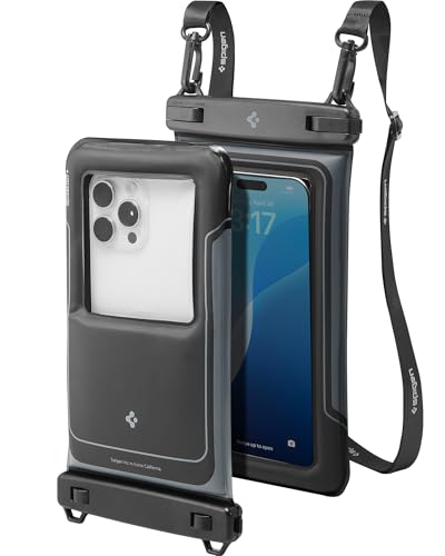 Spigen Aqua Shield Floating Waterproof Phone Pouch, Lanyard (2 Pack) | Outdoor Usage, For all iPhone Series, Pixel Series, Galaxy S/Z Fold Ultra/Z Fold/Flip Series Universal Compatibility - Black - color: Black