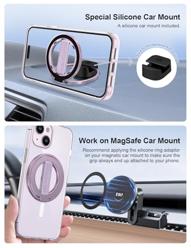 EWA MagOne Ultra for Magsafe Phone Grip Kickstand [Replaceable Elastic Finger Loop], Mag Safe Ring Holder Stand, Two-Sided Magnetic Phone Accessories for iPhone 17,16,15,14,13,12 Pro/Max/Plus-Purple - color: Purple