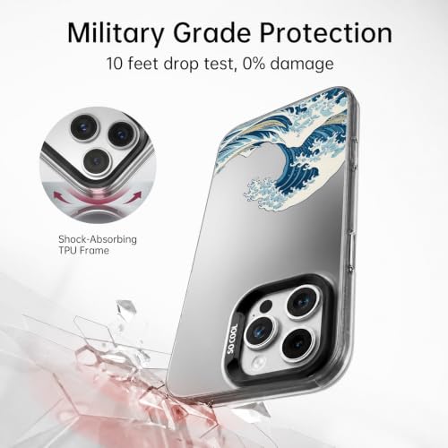 for iPhone 16 Pro Case, TPU, Drop Protection, Waves | Matte Silver Back, Shockproof, Fade-resistant, Anti-yellow, Lens Protection, Precise Cutout, Slim grip, Waves - color: Waves, size: iPhone 16 Pro