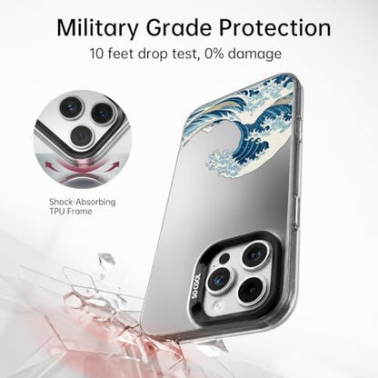 for iPhone 16 Pro Case, TPU, Drop Protection, Waves | Matte Silver Back, Shockproof, Fade-resistant, Anti-yellow, Lens Protection, Precise Cutout, Slim grip, Waves - color: Waves, size: iPhone 16 Pro
