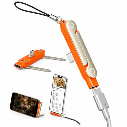 240W USB C to USB C Invisible Charging Cable with Foldable Stand - color: Orange,1Pcs