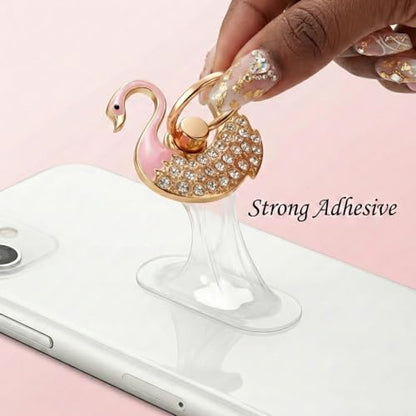 NXVX Swan Phone Ring Holder, Pink Crystal Finger Grip & Kickstand - color: Luxe Swan Pink