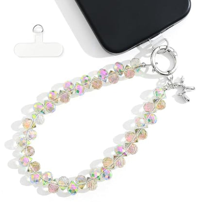 richginker Crystal Beaded Phone Wrist Strap with Tether Tab, Crystal AB - color: Crystal AB