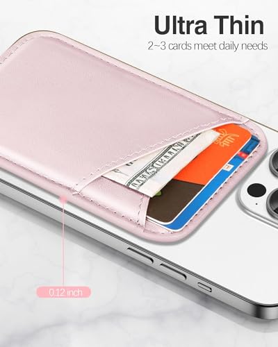 Miroddi for MagSafe Wallet, Ultra-Thin Magnetic Wallet with 2 Card Slots | RFID Blocking, No More Falling, Strongest Magnetic Card Holder for iPhone 17/16/15/14/13/12 Series & Pixel 10 Series, Pink - color: Pink