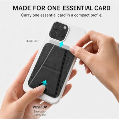 Tap & Go MagSafe Wallet Stand, 1-Card Magnetic Phone Wallet - color: Black