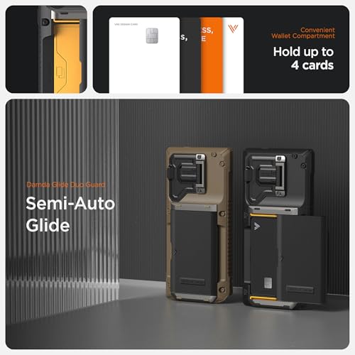 VRS DESIGN Damda Glide DuoGuard for Galaxy S25 Ultra Case (2025), Premium Sturdy Fully Covered Camera Lens Protection Cover Card Holder Wallet Case (Matte Black) - color: Matte Black, size: Galaxy S25 Ultra