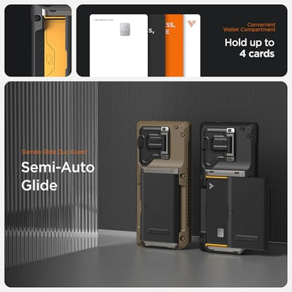 VRS DESIGN Damda Glide DuoGuard for Galaxy S25 Ultra Case (2025), Premium Sturdy Fully Covered Camera Lens Protection Cover Card Holder Wallet Case (Matte Black) - color: Matte Black, size: Galaxy S25 Ultra