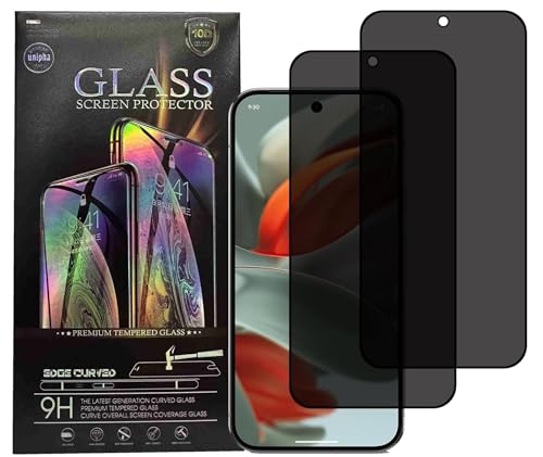 CJY For Google Pixel 9 Pro XL Privacy Screen Protector, 2+2 Pack Tempered Glass with Camera Lens Protector, 3D Curved HD Clear, Case Friendly, 9H Scratch Resistant, Fingerprint Unlock Compatible - color: Google Pixel 9 Pro XL Privacy