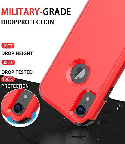Diverbox for iPhone Xr Case [Shockproof] [Dropproof] [Dust-Proof],Heavy Duty Protection Phone Case Cover for Apple iPhone XR - color: Red-3in1
