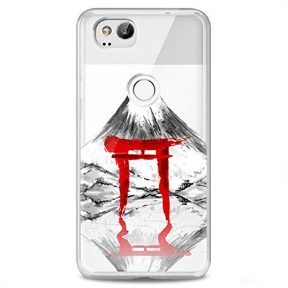 TPU Case Compatible for Google Pixel 9 8 Pro 7a 6a 5a XL 4a 5G 2 XL 3 XL 3a Volkano Soft Clear Mountain Flexible Silicone Reflection Slim fit Red Print Design Torii Gate Abstract Cute Japan - color: Volkano View