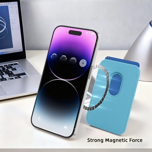 Upgrade Magnetic Wallets for MagSafe Wallet, RFID Blocking, Leather Card Holder Compatible with iPhone 17 16 15 14 13 12 and Pro Promax Series - color: Sky blue Card pack