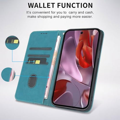 Wallet Case for Google Pixel 9A 2025 6.3 Inch - PU Leather Flip Cover with Card Holder Slots, Strong Magnetic Folio Kickstand Phone Case, Green - color: Green, size: google pixel 9a 6.3"