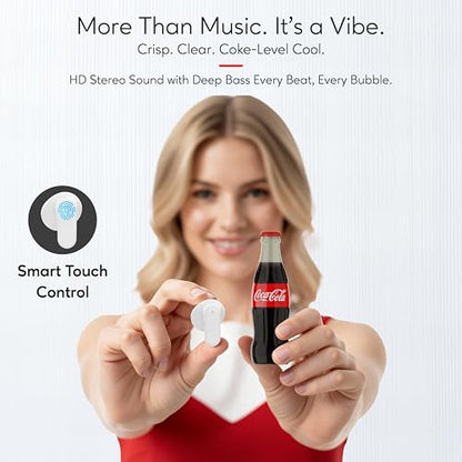 Coca-Cola Bottle Shaped Wireless Earbuds – Bluetooth 5.0 Headphones with Built-in Mic, Voice Assistant Compatibility, 9H Playtime, HD Stereo Sound, Noise Cancelling – Compatible with Apple & Android - color: Red