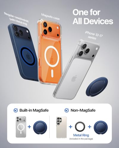 andobil [2026 Ultra-Thin] Magnetic Phone Ring Grip Stand for MagSafe, Blue - color: Navy Blue Carbon Fiber