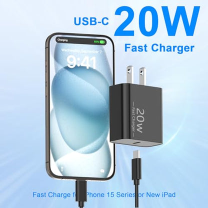 iPhone 17 16 15 Charger Fast Charging 10FT, 20W USB C Charger Block & Cable - color: Black