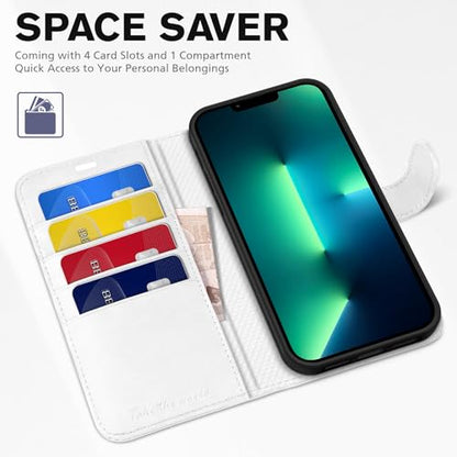 TUCCH Wallet Case for iPhone 13 Pro Max (6.7") 2021, 4 Card Holders, White - color: White