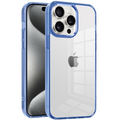 for iPhone 15 Pro Max Case,[Anti-Yellowing] [Military-Grade Protection] Anti-Scratch Transparent Back Slim Shockproof 15 Pro Max Phone Case 6.7 inch (Blue) - color: Blue