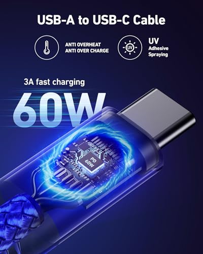 USB A to USB C Cables Fast Charging [2 Pack 3FT], USB to USB C Cable for - color: Blue, size: 3FT, style: USB A to USB C