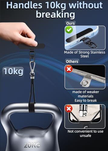 ZXZone Metal Phone Tether Tab, Anti-Scratch, Metal Phone Patch, Universal Cellphone Lanyard Pad for Full Phone Cases, 2 Pieces (TS) (Black) - color: TS-Black