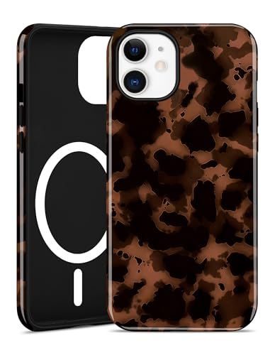 Jusy Magnetic Brown Tortoise Shell Phone Case for iPhone 16 Pro Max,Brown | Compatible with MagSafe,Cute Aesthetic Cheetah Leopard Design,TPU and PC Protective Shockproof Cover - color: Brown