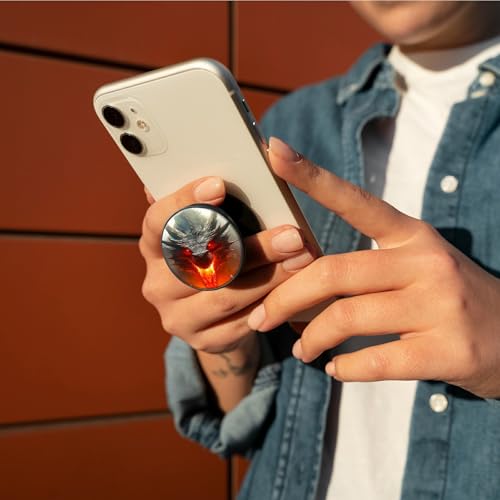 2 Pack Cell Phone Grip with Expanding Kickstand, Grey Flame Dragon - color: Grey Flame Dragon